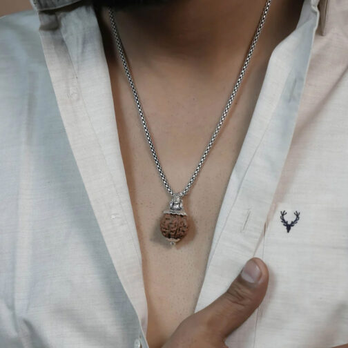 Adiyogi Pendant (5 Mukhi Nepali Rudraksha) With Chain - Image 3