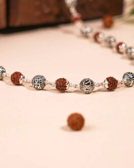 Rudraksha Om Silver Beads Mala