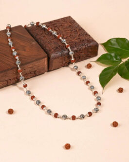 Rudraksha Om Silver Beads Mala