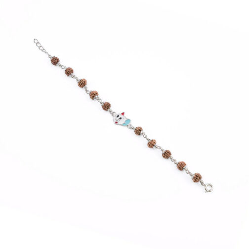 Rudraksha Silver Bracelet Tom Cat Single Line for Kids - Image 3