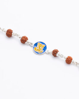 Rudraksha Silver Bracelet with Ganesh Single Line for Kids