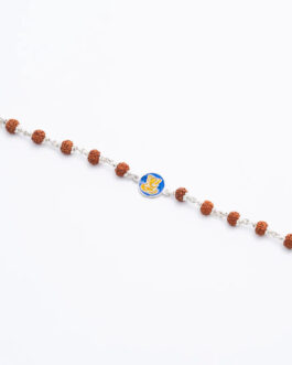 Rudraksha Silver Bracelet with Ganesh Single Line for Kids