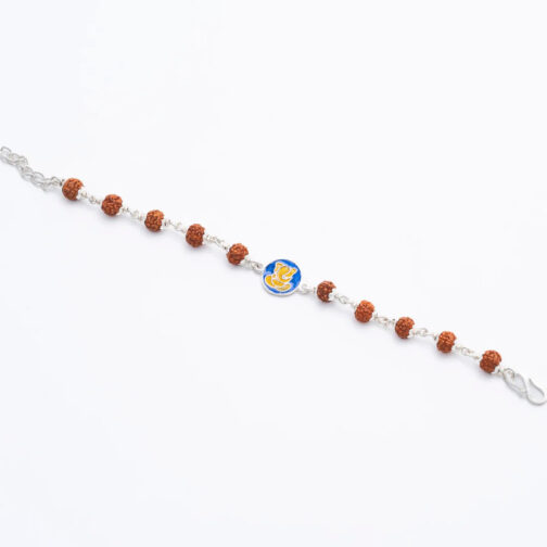 Rudraksha Silver Bracelet with Ganesh Single Line for Kids - Image 2