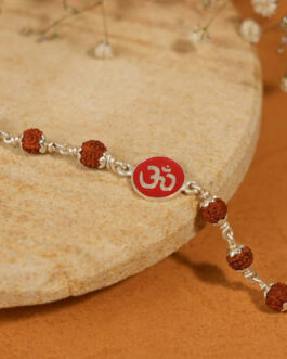 Real Rudraksha Silver Bracelet with Om Single Line for Kids