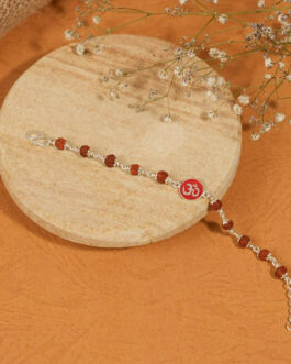 Real Rudraksha Silver Bracelet with Om Single Line for Kids