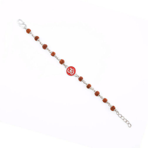 Real Rudraksha Silver Bracelet with Om Single Line for Kids - Image 4