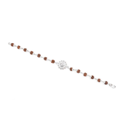 Rudraksha Silver Bracelet with Om in Concave Sphere Single Line - Image 4