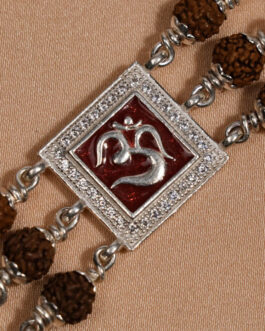 Rudraksha Silver Bracelet with Om and Swastik Triple Line