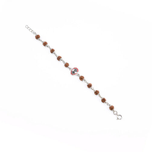 Rudraksha Silver Bracelet with Spiderman Single Line for Kids - Image 3