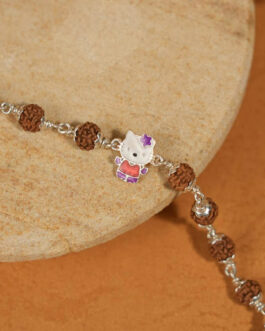 Rudraksha Silver Bracelet with Colorful Teddy Bear Single Line for Kids