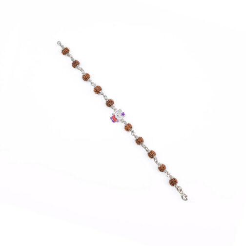 Rudraksha Silver Bracelet with Colorful Teddy Bear Single Line for Kids - Image 3