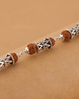 Rudraksha Silver Damaru Bracelet