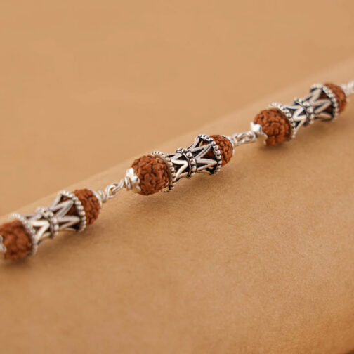 Rudraksha Silver Damaru Bracelet