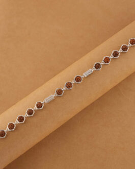 Rudraksha Silver Hexagon Ring Beads Bracelet