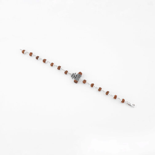 Rudraksha Silver Shiva Third Eye Bracelet - Image 3