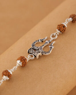 Rudraksha Silver Trishul Bracelet