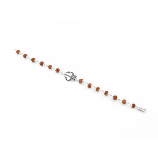 Rudraksha Silver Trishul Bracelet - Image 4