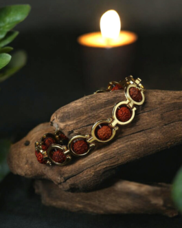 Gold Plated Round Unique Rudraksha Bracelet