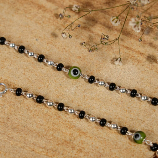 Black Silver and Green Beads Evil Eye for Kids