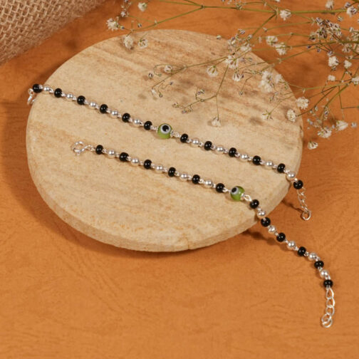 Black Silver and Green Beads Evil Eye for Kids - Image 2