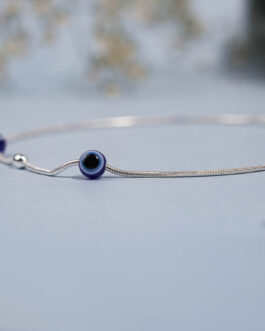 Silver Evil Eye Anklet for Women