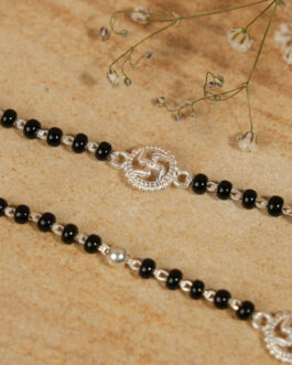 Black Beads and Silver Swastik Single Line for Kids