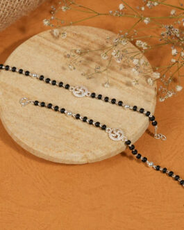 Black Beads and Silver Swastik Single Line for Kids