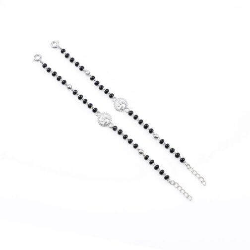 Black Beads and Silver Swastik Single Line for Kids - Image 4