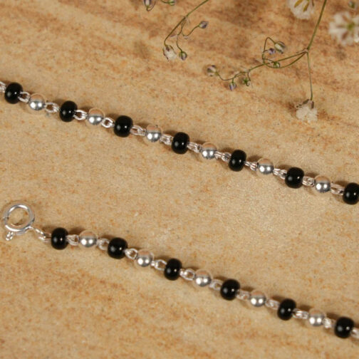 Black and Silver Beads Single Line for Kids